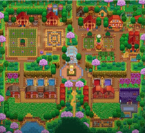 Stardew Valley Design, Stardew Farms, Stardew Valley Layout, Stardew Valley Tips, Stardew Valley Farms, Valley Game, Star Valley, Stardew Valley Fanart, Farm Layout