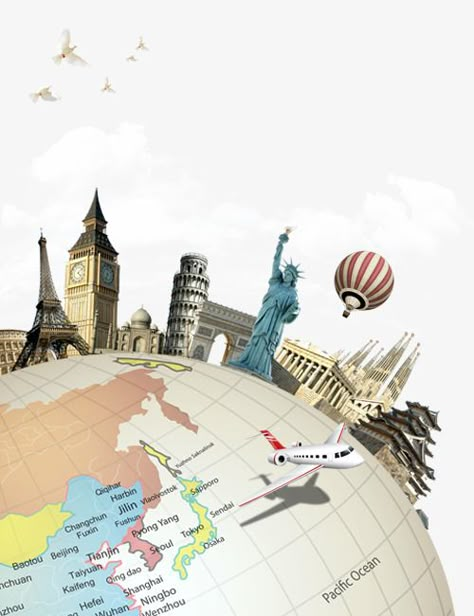 Travel Around The World Illustration, Countries Illustration, Tourism Illustration, Illustration Education, Education Brochures, Education Illustration, Education Clipart, World Illustration, Education Banner