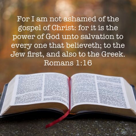 For I am not ashamed of the gospel of Christ: for it is the power of God unto salvation to every one that believeth; to the Jew first, and also to the Greek. ‭‭Romans‬ ‭1:16‬‬ Romans 1 16, Not Ashamed Of The Gospel, I Am Not Ashamed, Roman 1, New American Standard Bible, A Seal, Bible Versions, Biblical Verses, Favorite Bible Verses