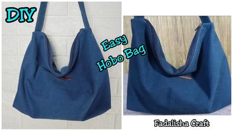 Diy Hobo Bag, Bag Diy Sewing, Hobo Bag Tutorials, Jeans Bag Diy, Diy Jean Bag, Shoulder Bag Diy, Hobo Bag Patterns, Japanese Knot Bag, Large Hobo Bag