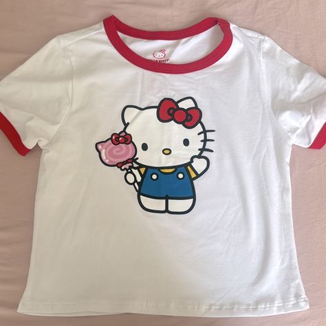 Hello Kitty White Tee Brand New Size - Small Hello Kitty Baby Tee, Scene Hello Kitty, Japanese Graphic Tee, Sanrio Clothes, Hello Kitty Shirt, Graphics Tee, Hello Kitty T Shirt, 2000s Japanese Fashion, Y2k Graphic Tees