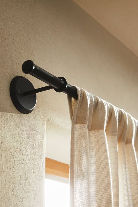 IRON CURTAIN RAIL - Black | ZARA United Kingdom Zara Home Curtains, Roller Blinds Living Room, Curtain Pole, Curtain Rails, Curtains Living, Black Curtains, Curtain Poles, Screw Caps, Linen Curtains