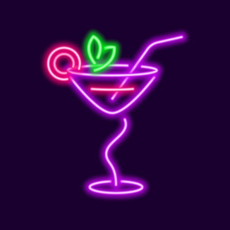 Procreate References, Neon Drink, Neon Cocktails, Neon Drinks, Cocktail Logo, Cocktail Pictures, Colorful Restaurant, Bar Banner, Neon Png