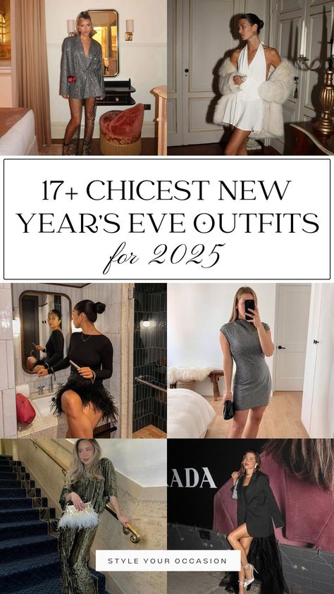 Looking for classy New Year’s Eve party outfit ideas? We’ve got 17+ chic NYE outfits for parties, cold winter nights, casual gatherings, and more! From glitter pants to sequin looks and winter party outfits, find the perfect New Year’s Eve outfits that also work for holiday parties. Night out outfit, New Year’s Eve parties outfits. Little Black Dress Nye Outfit, Minimalist Nye Outfit, Nye Chicago Outfit, New Year’s Eve Cocktail Attire, New Years Eve Party Outfit 2025, Subtle New Years Outfit, Plus Nye Outfit, 2025 Nye Outfit, Nyc Nye Outfit