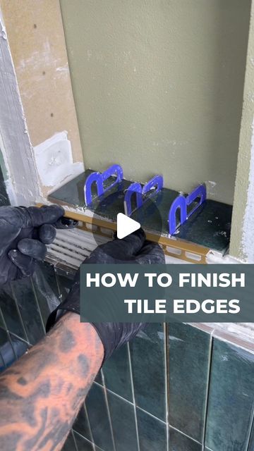 Aluminum Tile Edge Trim, Edging Tiles Bathroom, Tile Shower Curb Ideas, Shower Niche Edge Trim, Tile Finishing Edges, How To Install Tile On Wall, Tile Edges Ideas, Schluter Tile Edge Kitchen Backsplash, Tile Trim Edge Kitchen Backsplash