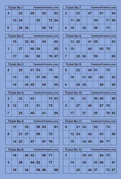 Tambola Tickets Printables, Bingo Clipart, Bingo Cards To Print, Tambola Tickets, Green Calendar, Bingo Tickets, Bingo Books, Bingo Card Generator, Blue Color Background