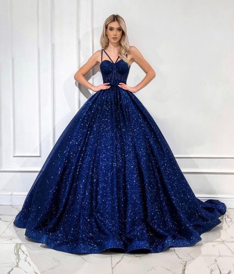 Blue Glitter Ball Gown, Jessie Anderson, Glitter Ball Gown, Md Dresses, Sparkly Ball Gown, Blue Princess Dress, Glitter Ball, Fabric Glitter, Sequin Evening Dresses