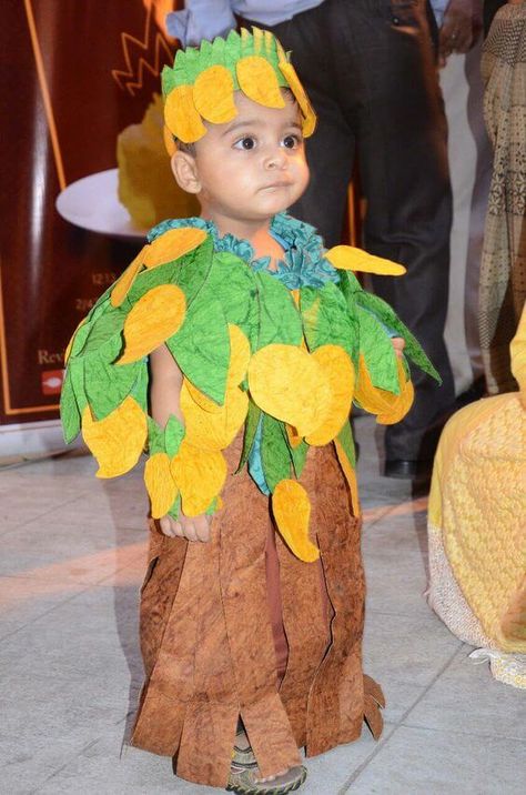 Mango Costume DIY Ideas for Kids Fruit Fancy Dress, Best Fancy Dress Costumes, Sunflower Costume, Easy Fancy Dress, Fancy Dress Costumes Kids, Neon Prom Dress, Fancy Dress Competition, Festival Fancy Dress, Baby Fancy Dress