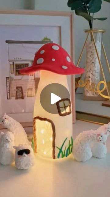 Clay Mushroom, Bottle Craft, Diy Glass Bottle Crafts, Candy Land Christmas Tree, Diy Bottle Crafts, Diy Paper Crafts Decoration, Glass Bottle Crafts, Diy Crafts Paper Flowers, Diy Crafts For Kids Easy