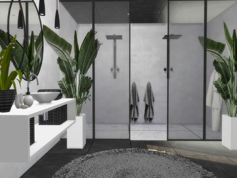 Sims4 Cc Furniture Bathroom, Decorated Bathroom, Sims 4 Modern House, Modern Shower Design, Sims 4 Cc Furniture Living Rooms, Sims 4 Cc Eyes, Sims 4 Kitchen, Sims Baby, Sims 4 Traits