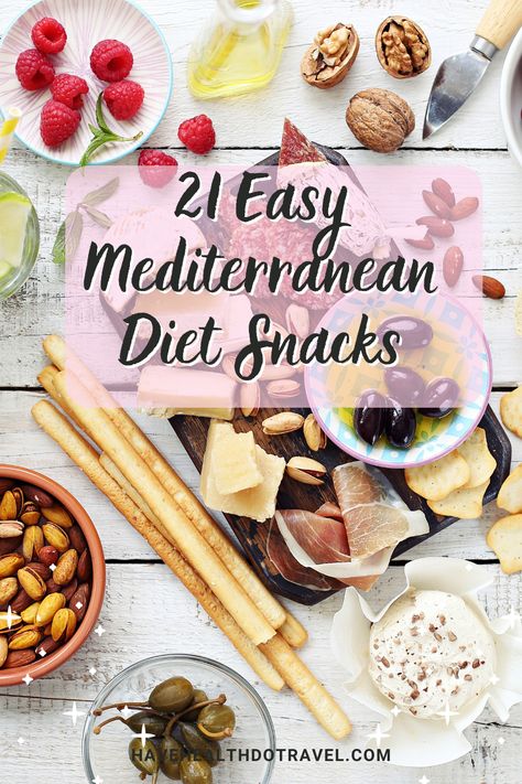 Love the benefits (and flavors!) of the Mediterranean Diet but hate cooking?  Here are 21 easy snack ideas that are quick to throw together (and delicious)!  #snacks #healthysnacks #healthysnackideas #mediterraneandietforbeginners #easymediterraneandiet #mediterraneandietsnacks #mediterraneandietrecipes Snacks On Mediterranean Diet, Snacks Mediterranean Diet, Medditeranean Snacks, Healthy Snacks Mediterranean Diet, Snacks For Mediterranean Diet, Easy Mediterranean Diet Snacks, Mediterranean Diet Benefits, Quick And Easy Mediterranean Diet Recipes, Easy Mediterranean Meal Plan