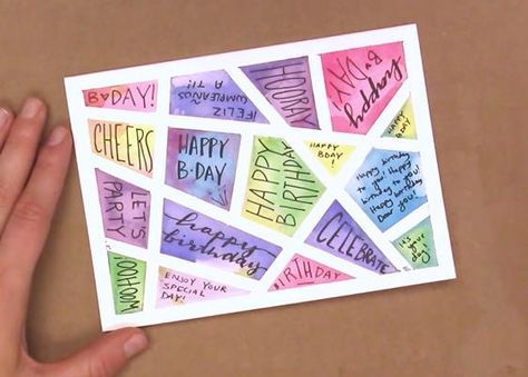 3x3 Canvas Ideas, Watercolour Cards Simple, Easy Birthday Card Ideas, Watercolour Cards Ideas, Watercolor Cards Ideas Simple, Diy Watercolor Cards, Diy Drawings, Happy Birthday Cards Diy, Anniversaire Diy