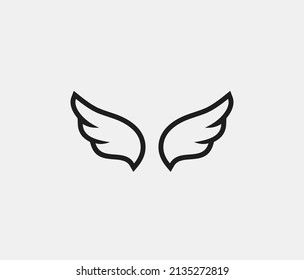 Angel vector icon. Editable stroke. Symbol in Line Art Style for Design, Presentation, Website or Apps Elements, Logo. Pixel vector graphics - Vector Angel Wings Symbol, Heaven Logo Design, Angel Wing Line Art, Angel Logo Design, Wings Graphic Design, Angel Wings Icon, Angel Wings Logo Design, Dove Sketches, Angel Wings Logo