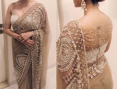 30 Latest Net Saree Blouse Designs (2019-2020) Blouse With Net Saree, Net Sari Blouse Designs, Blouse Design For Net Saree, Pearl Saree, Net Blouse Designs, Net Saree Blouse Designs, Net Saree Blouse, Net Sarees, Saree Jacket Designs