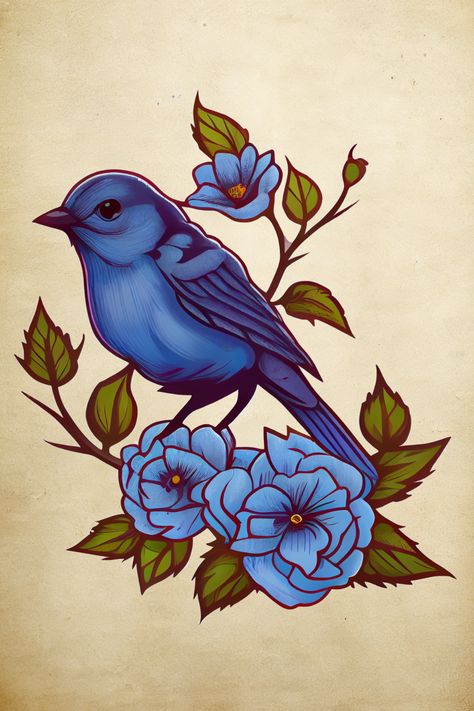 blue bird tattoo, blue birds tattoos, classic tattoo, tattoo, bird tattoo Blue Birds Tattoo, Blue Bird Tattoo, Tattoo Poster, Bluebird Tattoo, Tattoo Posters, Poster Blue, Old School Tattoo Designs, Bird Tattoo, Delicate Features