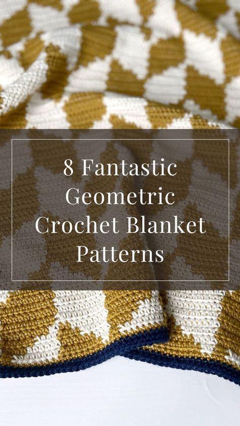 Discover 8 Fantastic Geometric Crochet Blanket Patterns to brighten up your home! Crochet Mid Century Modern, Crochet Geometric Pattern, Geometric Crochet Pattern, Geometric Crochet Blanket Pattern Free, Crochet Geometric Blanket Pattern, Geometric Afghan Crochet Patterns, Mid Century Crochet, Mid Century Crochet Blanket, Retro Crochet Blanket Pattern