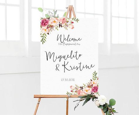 Engagement Signs, Daisy Wedding, Watercolor Baby Shower, Bridal Shower Welcome Sign, Coral Wedding, Blush Pink Weddings, Bridal Shower Signs, Wedding Welcome Sign, Baby Shower Welcome Sign