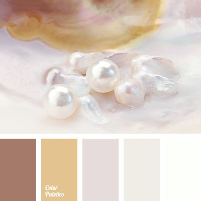 The fragile beauty of foam-white shade in combination with pearl gold framed with more intense pinkish-brown – this extremely gentle, almost weightless, el. In Color Balance, Color Perla, Decoration Vitrine, Wall Living Room, Palette Ideas, Warm Palette, Design Palette, Pastel Palette, Rustic Colors