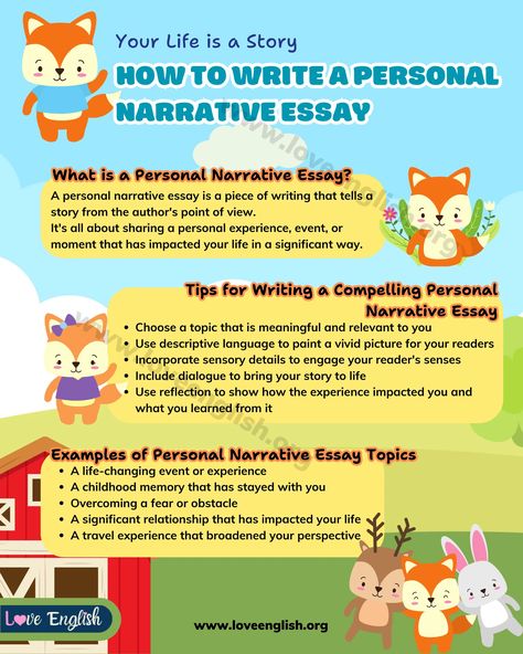 Personal Narrative Essay: Inspiring Personal Narrative Examples For Your Essay - Love English Personal Narrative Examples, Authors Point Of View, Essay Ideas, Personal Narrative Writing, Types Of Essay, College Admission Essay, Sensory Details, Personal Reflection, Instagram Username Ideas