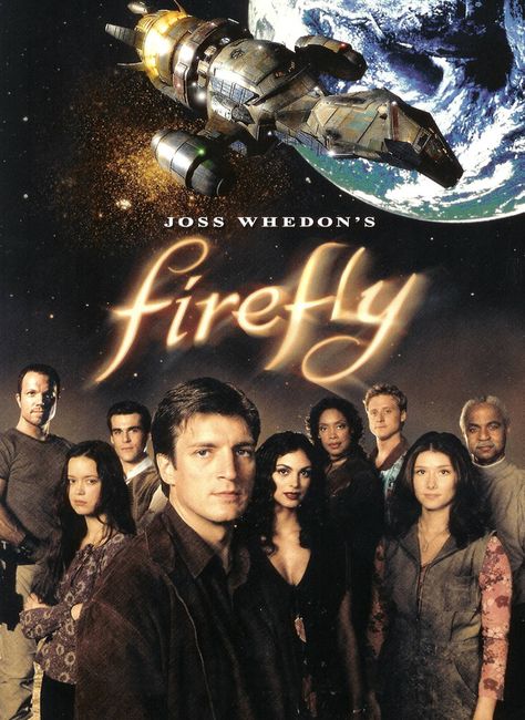 Firefly , a short-lived space western TV show created by Joss Whedon, aired for four months in 2002 before it was cancelled by the Fox Broadcasting Company. The show developed a passionate fan base, known collectively as Browncoats. Firefly Tv Series, Gina Torres, Morena Baccarin, Firefly Serenity, I Love Cinema, Nathan Fillion, Joss Whedon, Movies And Series, After Life