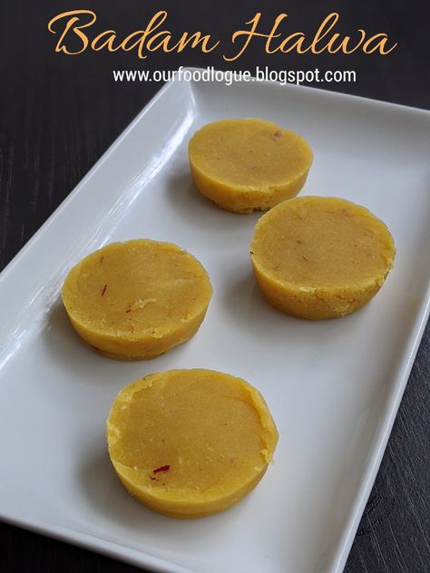 Our Foodlogue: Badam Halwa from Almond Flour Badam Halwa, Yellow Foods, Indian Sweets, Simple Home, Single Serve, Ghee, Food Coloring, Recipe Using, Almond Flour