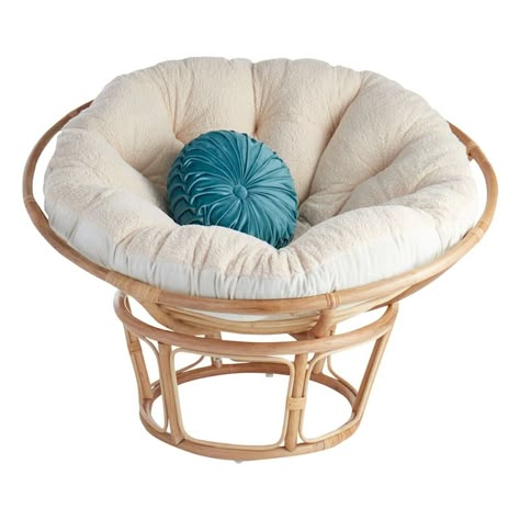 Get ready to join the fervent fans of comfortable and cozy living with our Papasan Bowl Chair. Crafted of rattan wicker in a neutral color, the round bowl sits into the chair base (sold separately) and creates the curvy spot that cradles you into your relaxation destination. | Papasan Bowl Chair, Natural, Rattan Cute Chairs For Bedrooms Small Spaces, Cute Room Chairs, Papasan Chair Sunroom, Cute Boho Room Decor, Outdoor Beanbag Chairs, Double Papasan Chair Bedroom, Papasan Chair No Cushion, Papasan Chair World Market, Papasan Chair Living Room