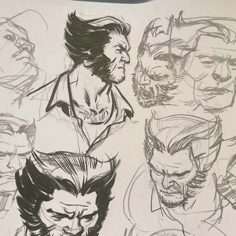 Dave Stokes on Instagram: "Sketchbooking some Logans" Comic Book Art Style Tutorial, Logan Howlett Comic, X Men Comic Art, Character Face Reference, Wolverine Fanart, Comic Artstyle, Cool Sketchbook, Marvel Sketches, Wolverine Comic Art