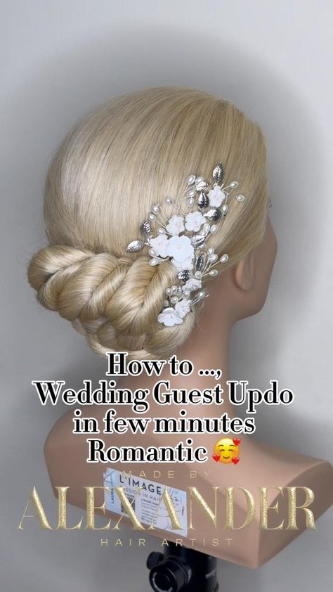 How to …, WEDDING GUEST Updo in few minutes 🤗 Updo Romantic 🥰 . “Feel like a queen with this elegant and royal braided hairstyle.”  Updo quick & easy  Bridal Updo Romantic & Elegant  Easy & Simple Romantic  Simple & Easy Hair Tutorial Romantic 🥰 ✨WATCH ✨LEARN ✨SAFE  #fashionstyle #hairstyling #longhairstyles #wedding #braidstyles #weddinginspiration #bridalstyle Easy Bridal Updo, Wedding Guest Updo, Romanticism Artists, Hairstyle Updo, Braided Hairstyle, Hair Tutorials Easy, Bridal Updo, Braided Hairstyles Updo, Artistic Hair