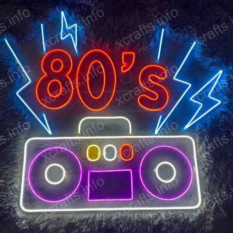 Bring a touch of nostalgia to your space with our 'Radio 80s' LED Neon Sign. Celebrating the iconic decade, this sign is perfect for creating a retro vibe, adding character and charm to your decor. With its radiant glow and energy-efficient LED technology, this piece is as practical as it is stylish, providing captivating illumination with minimal energy usage Retro Party Decor, Radio 80, Logo Quotes, Neon Led Sign, Back To The 80s, Neon Sign Wall, 80s Neon, Retro Neon, Back To The 80's