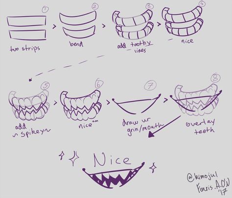 teeth reference by @WITCHbunnyP on twitter Teeth Reference, Teeth Drawing, Drawing Instructions, Teeth Art, Mouth Drawing, 얼굴 그리기, Drawing Expressions, Anime Drawings Tutorials, Art Tutorials Drawing