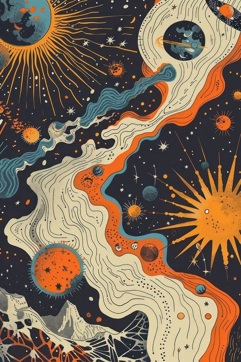 Astrology science pattern art. | premium image by rawpixel.com / Ling Space Abstract Wallpaper, Different Dimensions Art, Space Background Illustration, Space And Ocean Art, Space Inspired Art, Astrology Poster Design, Space Aesthetic Party, Celestial Art Aesthetic, Space Poster Aesthetic