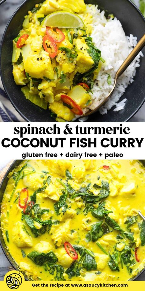 Fish Coconut Curry, Canned Seafood Recipes, Curry Fish Recipes, Turmeric Fish, Gluten Free Fish Recipes, Coconut Fish Curry, Gluten Free Dairy Free Dinner, Asian Fish, Coconut Fish