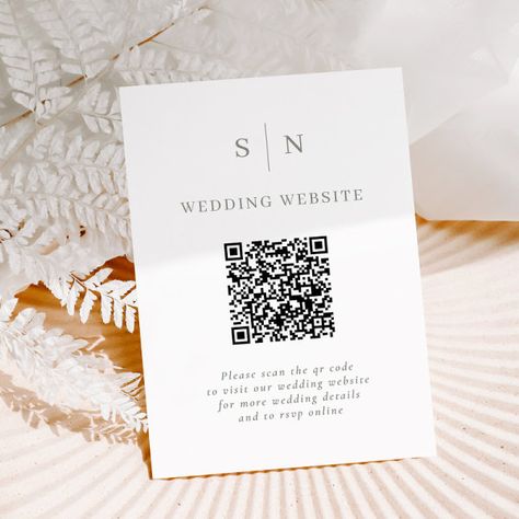 Minimal and Chic | White and Sage QR Code Wedding Enclosure Card Wedding Layouts, Qr Code Wedding, Rsvp Online, Elegant Modern Wedding, Wedding Enclosure Cards, Wedding 2025, Wedding Party Supplies, Engagement Invitations, Retro Wedding