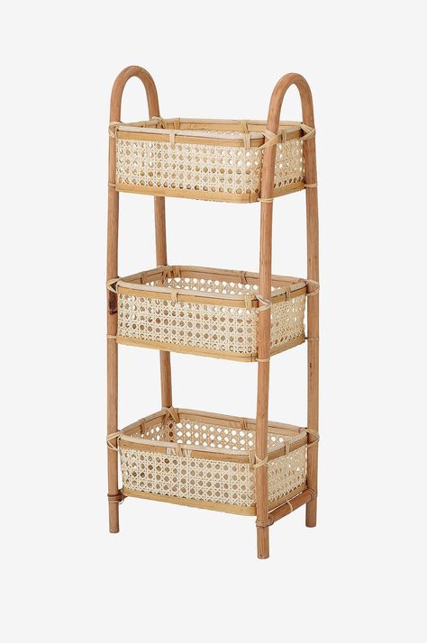 Shelf With Baskets, Cane Shelf, Iris Hantverk, Nursery Room Design, Regal Design, Baby Bedroom, Rustic Furniture, Storage Unit, New Room