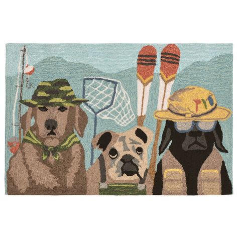 Wildlife Rugs: 20 x 30 Dawn Patrol Dogs Indoor/Outdoor Rug Slate Rug, Dog Motif, Forest Decor, Outdoor Accents, Indoor Outdoor Rug, Outdoor Mat, Rectangular Rugs, Outdoor Door Mat, Pet Mat