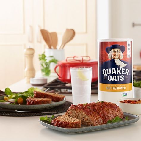 Prize-Winning Meatloaf Recipe | Quaker Oats Quaker Oats Meatloaf Recipe, Quaker Oats Meatloaf, Prize Winning Meatloaf, Oatmeal Meatloaf, Recipe For Meatloaf, Meatloaf Oatmeal Recipe, Quaker Oats Oatmeal, Meatloaf With Oatmeal, Vanishing Oatmeal Raisin Cookies