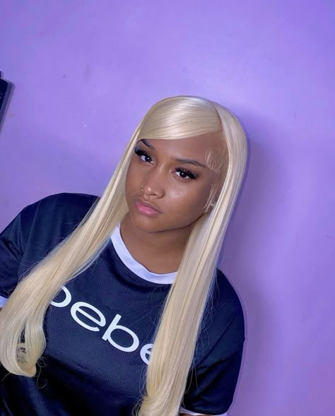 @ alluringhands_ Tan Blonde, Straight Blonde Hair, Birthday Hair, Blonde Lace Front Wigs, Dope Hairstyles, Hair Straight, Lace Hair, Side Part, Long Blonde Hair