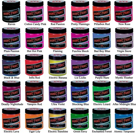 Manic Panic Colors, Manic Panic Hair Dye, Manic Panic Hair Color, Manic Panic Hair, Vegan Hair Dye, Hair Color Crazy, Hair Color Cream, Semi Permanent Hair Color, Vegan Hair