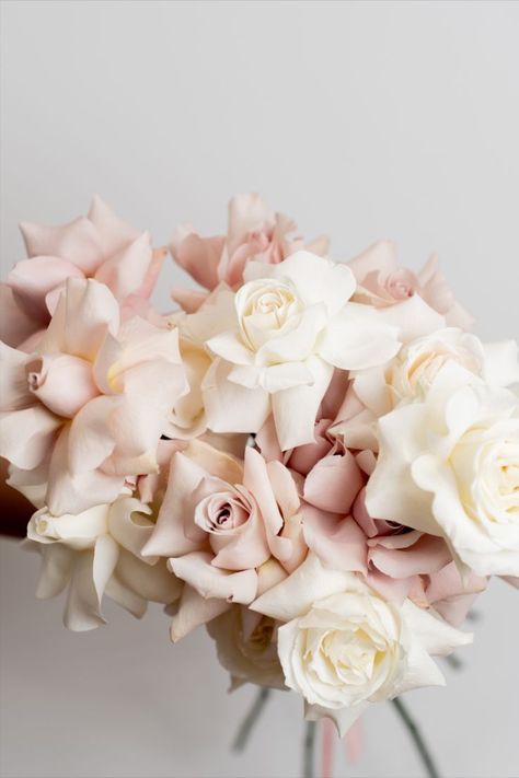 Blush Wedding Bouquet Romantic, Quicksand Rose Bridal Bouquet, Quicksand Rose Wedding, Neutral Pink Wedding, Quicksand Rose Bouquet, Neutral Flower Bouquet, Florist Inspiration, Boracay Wedding, Quicksand Rose