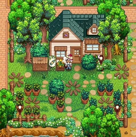 Spring Stardew Valley, Stardew Valley Garden, Stardew Valley Room Ideas, Stardew Decor, Stardew Valley Decoration Ideas, Stardew Farm, Stardew Farms, Stardew Valley Layout, Stardew Valley Tips