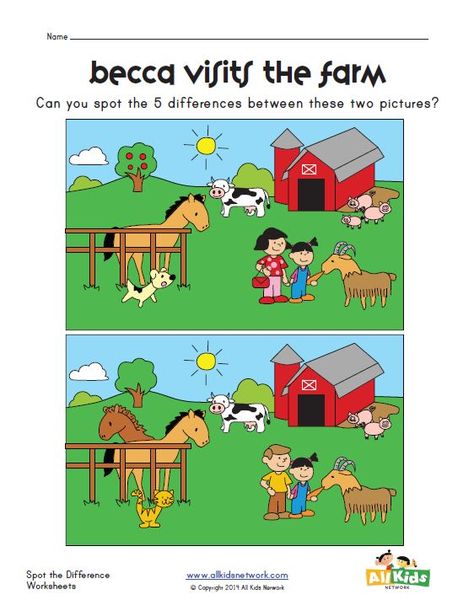 spot the difference farm worksheet Farm Worksheet, Spot The Difference Printable, Spot The Difference Kids, Find The Difference Pictures, Farm Pictures, Animal Worksheets, Spot The Difference, Educational Games For Kids, Hidden Pictures