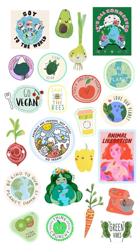 vegan / environmental collage #stickers Environmental Collage, Collage Stickers, Animal Liberation, Go Vegan, Going Vegan, Our Planet, Recycling, Bee, Collage