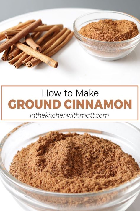 Bowl of freshly ground cinnamon next to cinnamon sticks. How To Grind Cinnamon Sticks, Things To Do With Cinnamon Sticks, Cinnamon Stick Recipes, How To Make Cinnamon Powder, What To Do With Cinnamon Sticks, Uses For Cinnamon Sticks, How To Use Cinnamon Sticks, Cinnamon Sticks Uses, Cinnamon Sticks Recipe