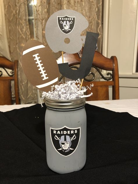 Raiders Party Decorations Diy, Raiders Centerpieces, Raiders Bday Party Ideas, Raiders Centerpieces Party Ideas, Raiders Theme Birthday Party, Raiders Party Ideas, Raider Birthday Party Ideas, Raider Themed Birthday Party, Raiders Party Decorations