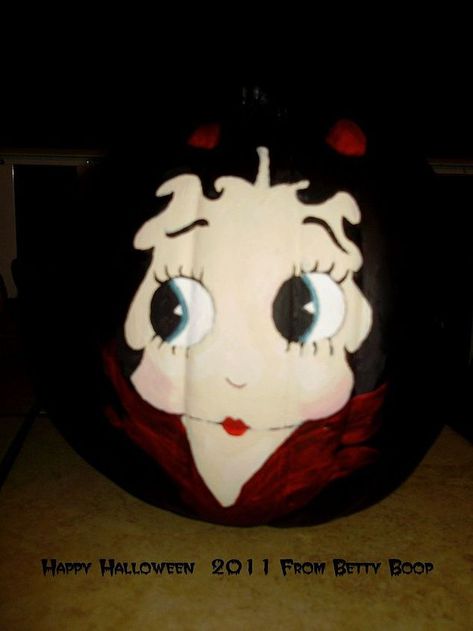 No carve pumpkin ideas. Betty Boop Halloween pumpkins. This Halloween pumpkin painting project is easy and fun to do - have a pumpkin painting party! All you need is inexpensive plain craft pumpkins (I bought mine on sale at Michael's) some craft paint in various colors of your choice, a couple of paintbrushes, some reference photos or drawings and spray or brush-on sealer. DIY hometalk Halloween holiday design on a dime craft projects & Halloween decor ideas. Betty Boop Pumpkin Painting, Barbie Painted Pumpkins, Betty Boop Pumpkin, Pumpkin Painting Ideas Poison Apple, Emo Spongebob Pumpkin, Doodle Bob Pumpkin Painting, Pumpkin Painting Party, Betty Boop Halloween, Craft Pumpkins