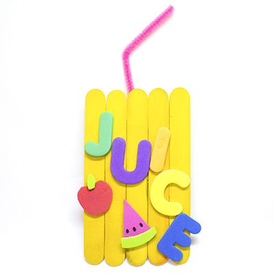 Juice Craft For Preschool, Juice Craft, J Is For Juice, J For Juice Craft, Alphabet Soup Craft Preschool, J Is For, Popsicle Letters, Alphabet Popsicle Sticks Letters, J Is For Craft