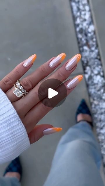 Daisy Nail Design, INC on Instagram: "🍊 Tangerine French Tips has us excited for summer. The subtle glaze is perfect for a pool day 🤌🏽🌊

Recreate this #nailinspo by @noor.nailbar:
DND 858 Sandy Nude
DND 803 Tangerine Dream
DND White Silk Chrome Effect #02 

Click the link in our bio to shop." Tangerine Nail Art, Pedi Ideas, Dnd Gel Polish, Back Scratchers, Daisy Nails, Tip Nails, March 4, Pool Days, Cool Nail Designs