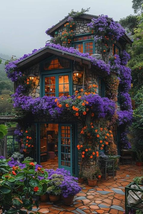 Mystical House Exterior, Character Flower House Vibe, Odd Houses, Whimsical House, Fairytale Houses, Witchy House, Fairytale House, Rustic Home Design, Unique Buildings