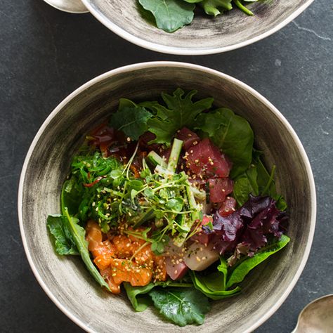 rice bowl with gochujang dressing - butternut squash, carrots, tofu, broccoli, bell peppers, snap peas, green beans, onion Korean Salad, Asian Seafood Recipes, Sashimi Salad, Asian Seafood, Dessert Chef, Spoon Fork Bacon, Spicy Korean, Salad Recipes For Dinner, Best Salad Recipes