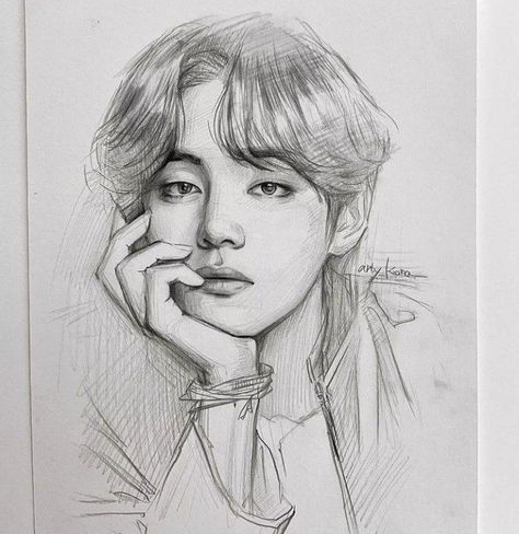 Bts V Portrait Drawing, Taehyung's Art, Pencil Sketch Images, Beauty Art Drawings, Kpop Drawings, Art Drawings Sketches Creative, Bts Drawings, Hand Art Drawing, Book Art Drawings